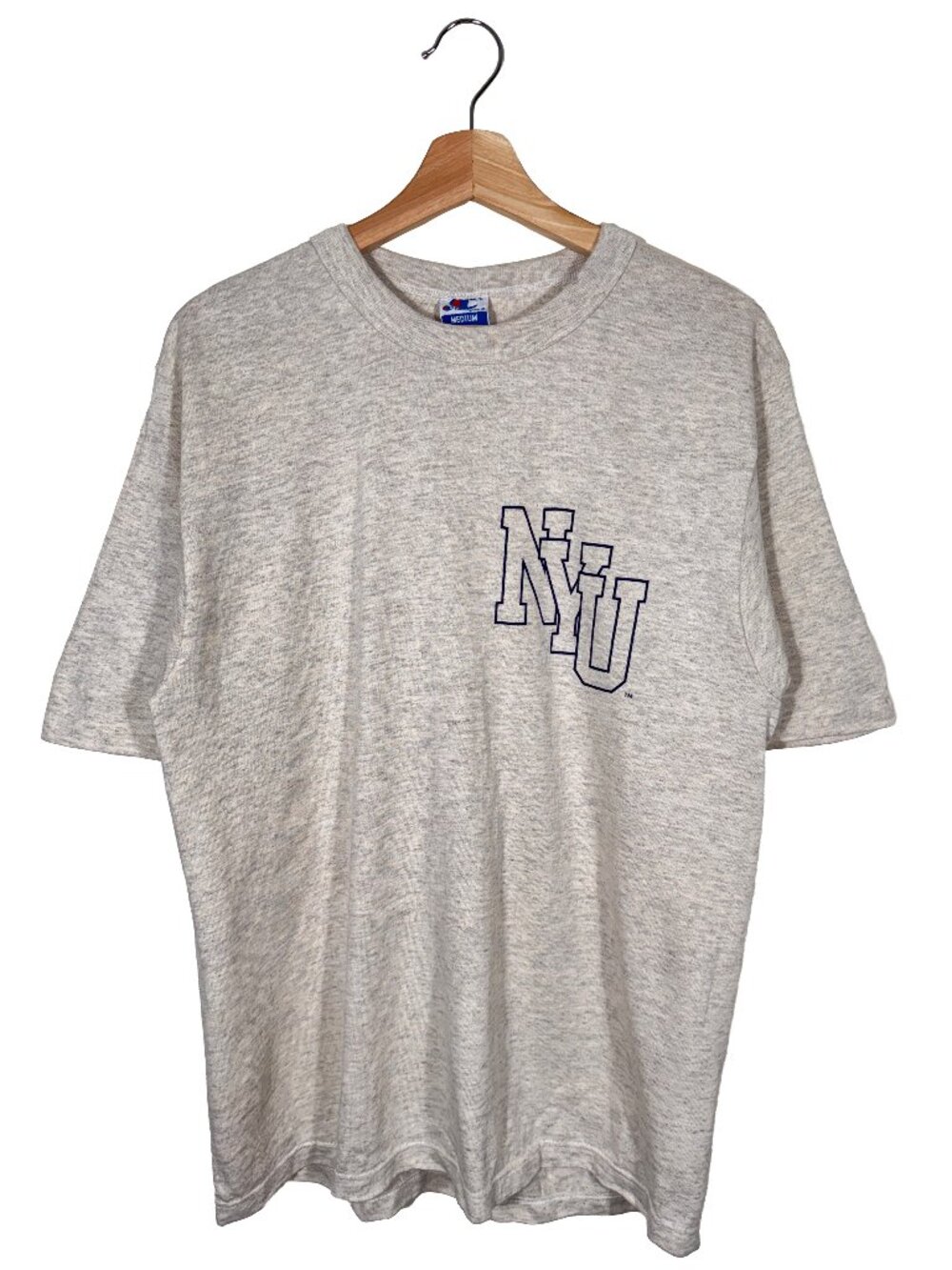 Vintage 80s Made in USA Single Stitch Champion NYU Heather Gray T-shirt mens M
